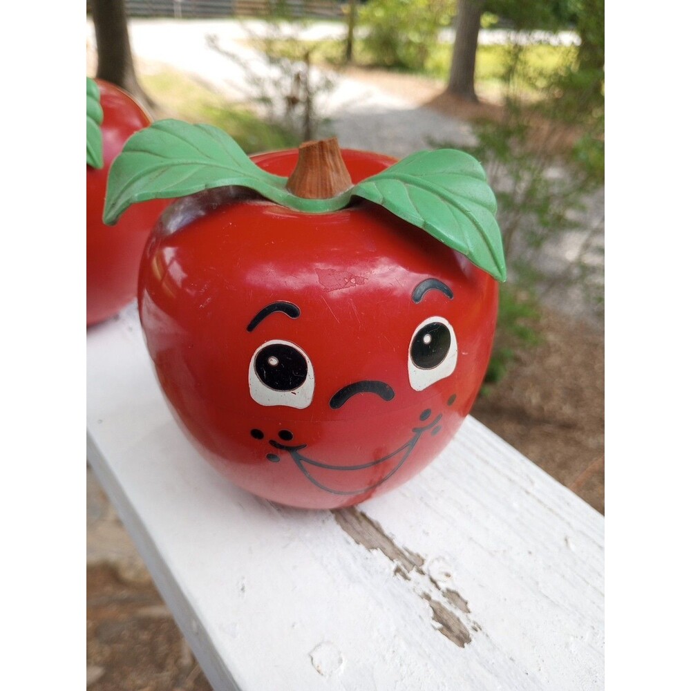 Vintage 1972 Fisher-Price Happy Apple w/ Short Stem, Roly Poly Chime WORKS USA